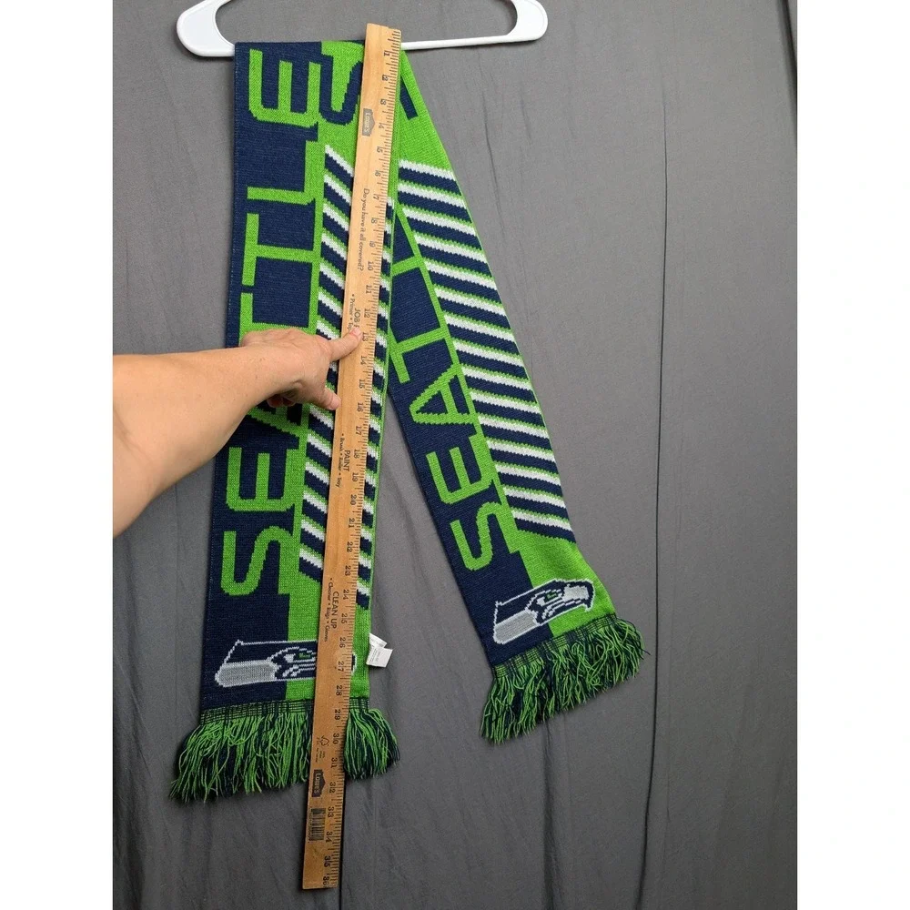 Forever Collectibles Seattle Seahawks Knit Scarf Blue Green Stripe Logo Football